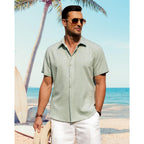 J.Ver Men'S Linen Shirts Casual Short Sleeve Button Down Shirt Beach Vacation Cruise Summer Wedding Cotton Tops