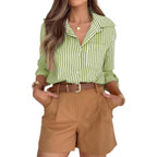 Super Soft Striped Button Down Shirts for Women Dress Shirts Long Sleeve Casual Collared Work Shirt with Pocket
