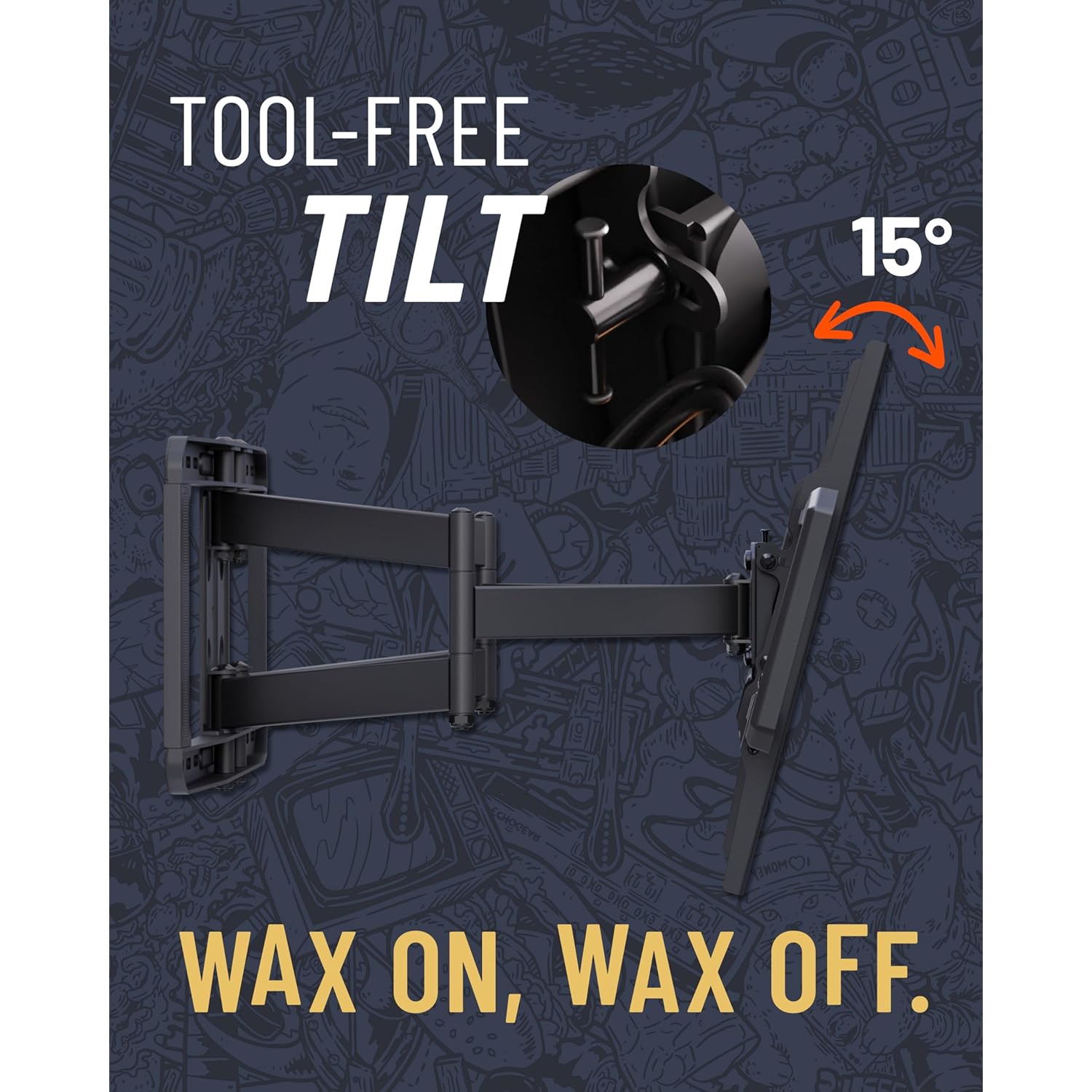 ECHOGEAR MaxMotion TV Wall Mount for Large TVs 42" to 90" - Full Motion Has Smooth Swivel, Tilt, & Extension - Universal Design Works with Samsung, Vizio & More - Includes Hardware & Drill Template