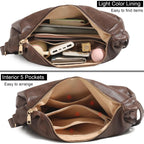 Hobo Bags for Women Foldable Vegan Leather Shoulder Handbag Slouchy Tote Crossbody Purses