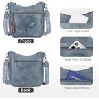 Crossbody Bags For Women Trendy Vegan Leather Hobo Purses Embossed Shoulder Handbag Lightweight Travel Purse