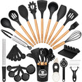 Astercook 39 Pcs Kitchen Utensils Set, Silicone Cooking Utensil Sets With Wooden Handle, 446°F Heat Resistant Food Grade Spatula Set, Bpa Free Kitchen Gadgets Tools Set & Spoons For Nonstick Cookware