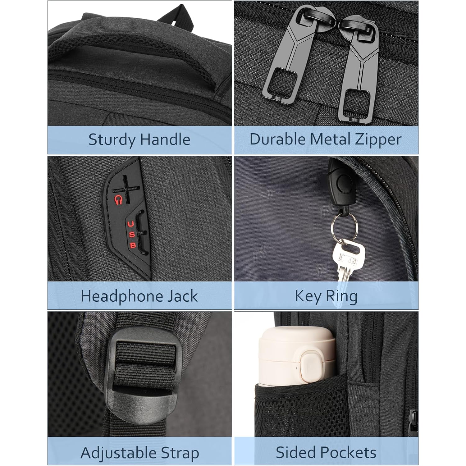 Kadilong School Backpacks For Teen Boys Laptop Backpack Men,Bookbag College Computer Bag With Usb Charging Port For Work Business Middle High School Student,Black