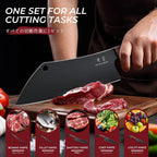 DRGSKL Kitchen Knife Set with Bag - 6 PCS Chef Knives Set - Cleaver, Boning, Fillet, Santoku, Kitchent Utility Knives, Chef Knife with Full Tang Wooden Handle, Gifts for Mom