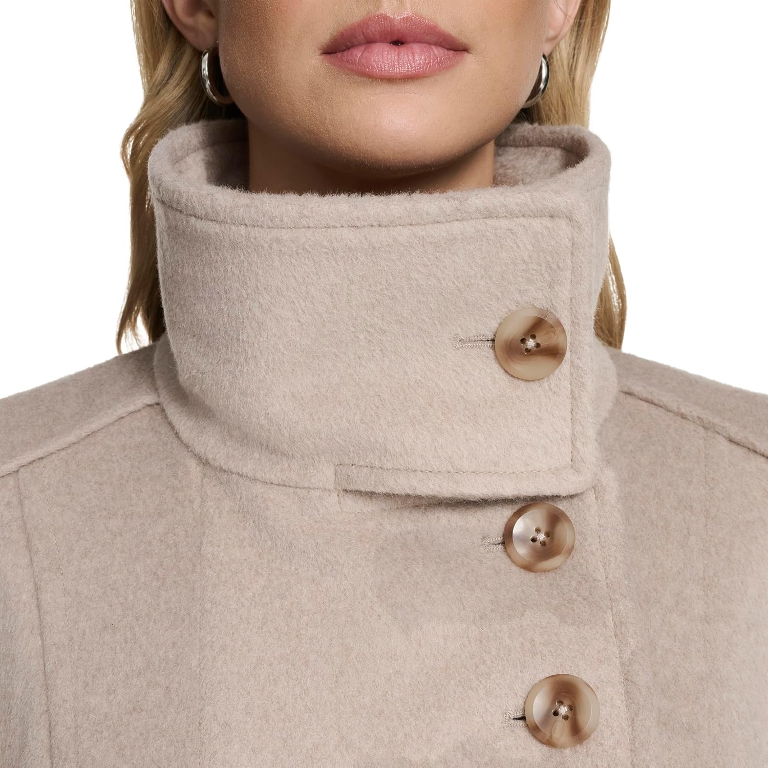 Cole Haan Women'S Outerwear Asymmetric Belted Trench Coat With Stand Collar