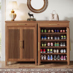 Tribesigns Shoe Cabinet, 5-Tier Shoe Storage Cabinet With Louvered Doors And Drawer, Freestanding Wooden Shoe Rack Organizer With Adjustable Shelves For Entryway, Hallway, Closet, Brown