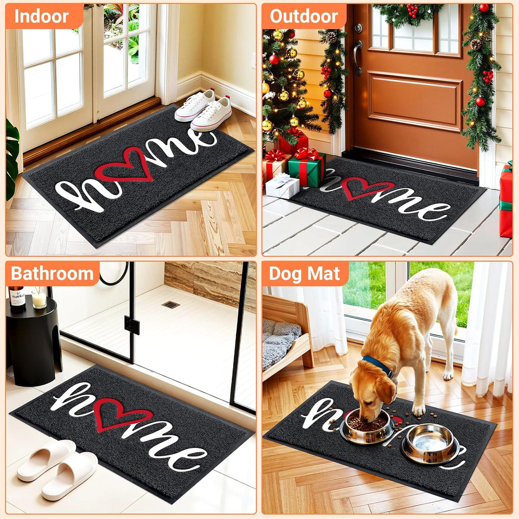 Door Mat Indoor Outdoor Welcome Mat For Entrance, 30X17.5 Black | Heavy-Duty, Low-Profile, Non-Slip, Dirt Trapping Entry Mat, For Home Entrance, Outside Entry, Yard, Floor, Patio, Garage