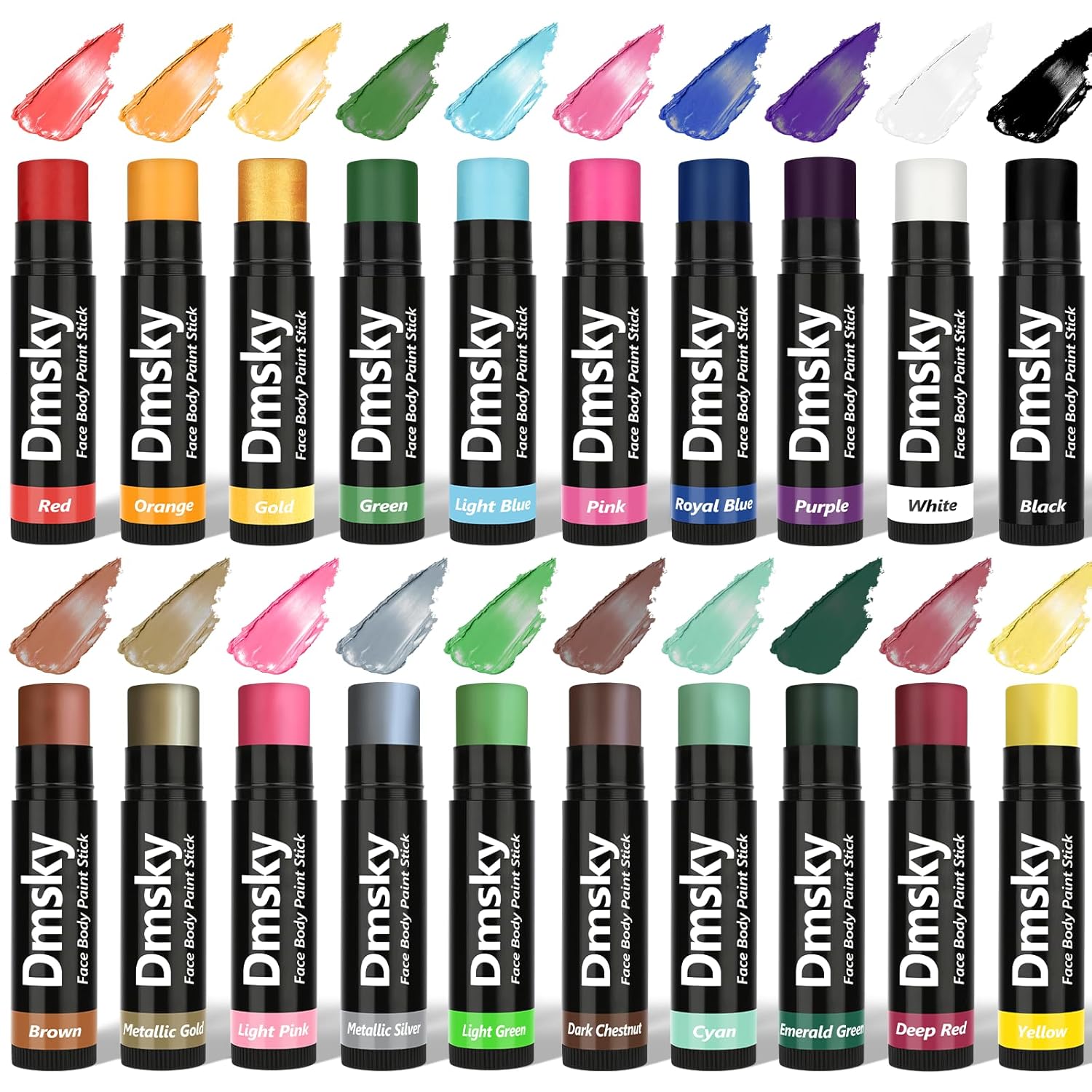 Dmsky 20 Packs Eye Black Sports Stick for Football, Baseball, Softball-Anti-Glare Face Body Paint Stick Kit,Water-Proof Eye Sports Paint Sticks,20 Color Eyeblack Painting Kit for Athletes & Fans