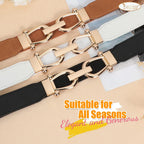 JASGOOD Women Stretchy Waist Belt Retro Elastic Skinny Belt for Ladies with Gold Buckle
