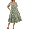 Zeagoo Women'S Summer Dresses Midi Tiered Casual Dress Floral V Neck Ruffle Short Sleeve Flowy Beach Dress With Pockets