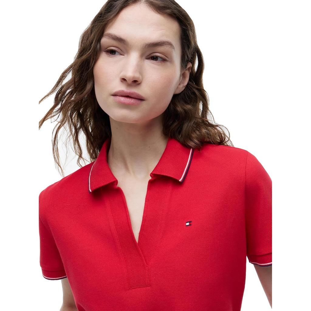 Tommy Hilfiger Women'S Cotton Pique Short Sleeve Polo Shirt In Classic Fit With Stretch