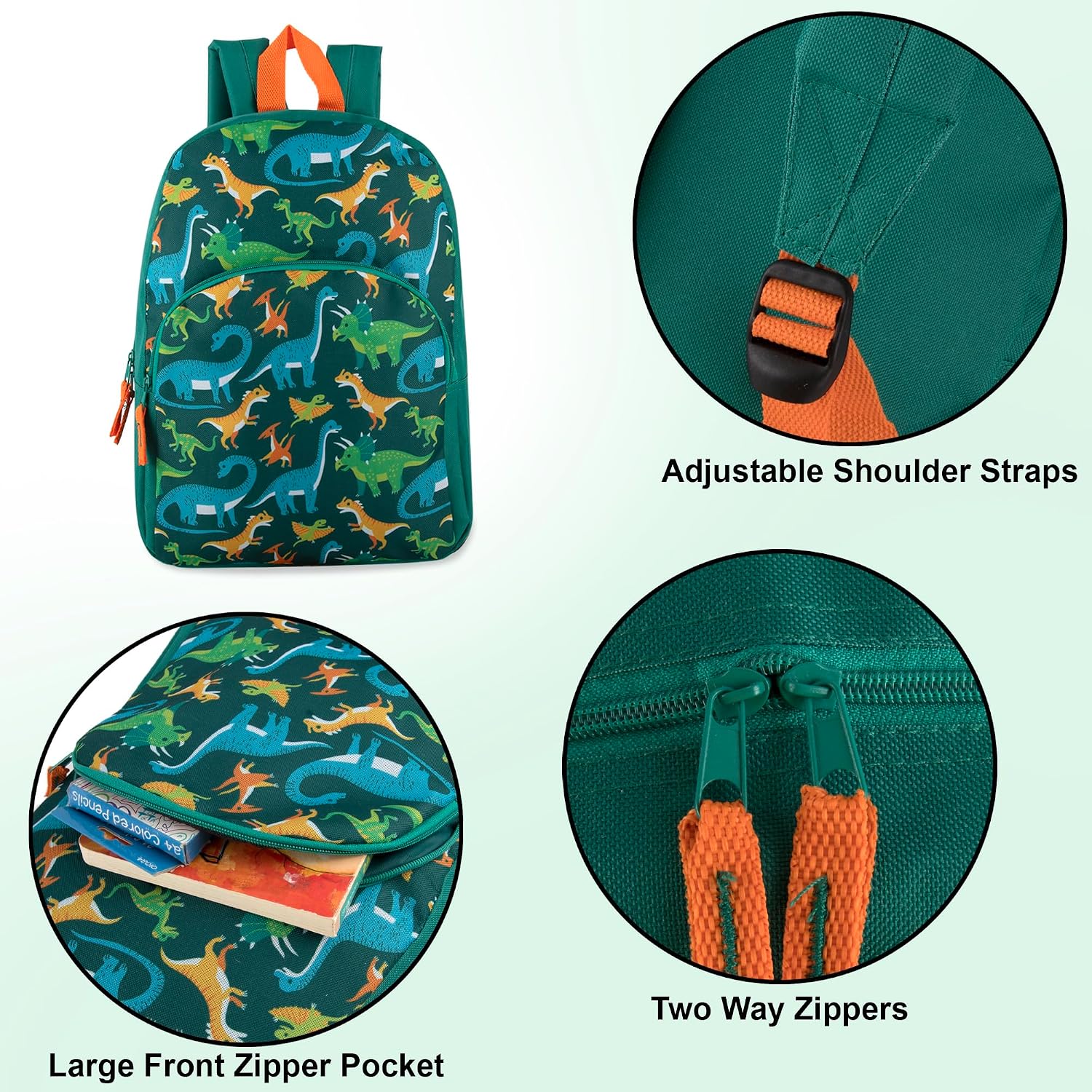 Trail Maker 15 Inch Kids Backpacks For Boys & Girls | Preschool, Kindergarten, Elementary School Backpacks With Adjustable, Padded Straps (Prehistoric Pals)