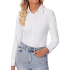 Button Down Shirts for Women Slim fit Long Sleeve Stretch Dress Shirts Work Shirt Wrinkle Free Office Blouses