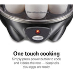 Hamilton Beach 3-In-1 Electric Egg Cooker For Hard Boiled Eggs, Poacher Eggs, Omelet Maker & Vegetable Steamer, Holds 7, Black (25507)