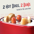Nostalgia HDT600RETRORED Retro Pop-Up 2 Hot Dog and Bun Toaster, With Mini Tongs, Works With Chicken Dogs, Turkey Dogs, Veggie Links, Sausages and Brats