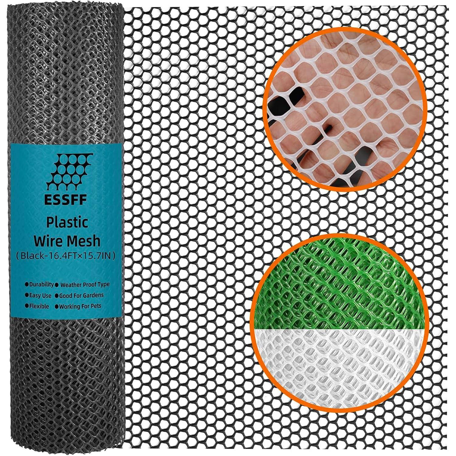 Pet & Garden Safeguard - 15.7In X 16.4Ft Roll - Black Plastic Netting, Multi-Use Decorative Fencing For Poultry, Dogs, Rabbits,Chicken And Snake Barrier
