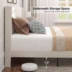 Gizoon Queen Bed Frame With Wingback Headboard, Upholstered Platform Bed, Wooden Slats, Noise-Free, No Box Spring Needed, Easy Assembly