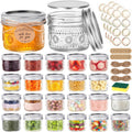 4 Oz Small Embossed Mason Jars 24-Pack With Airtight Lids, Leakproof | Mini Canning Jars, Reusable, For Jam/Jelly/Honey, Spices, Diy Candles, Wedding Favors & Gift Packaging