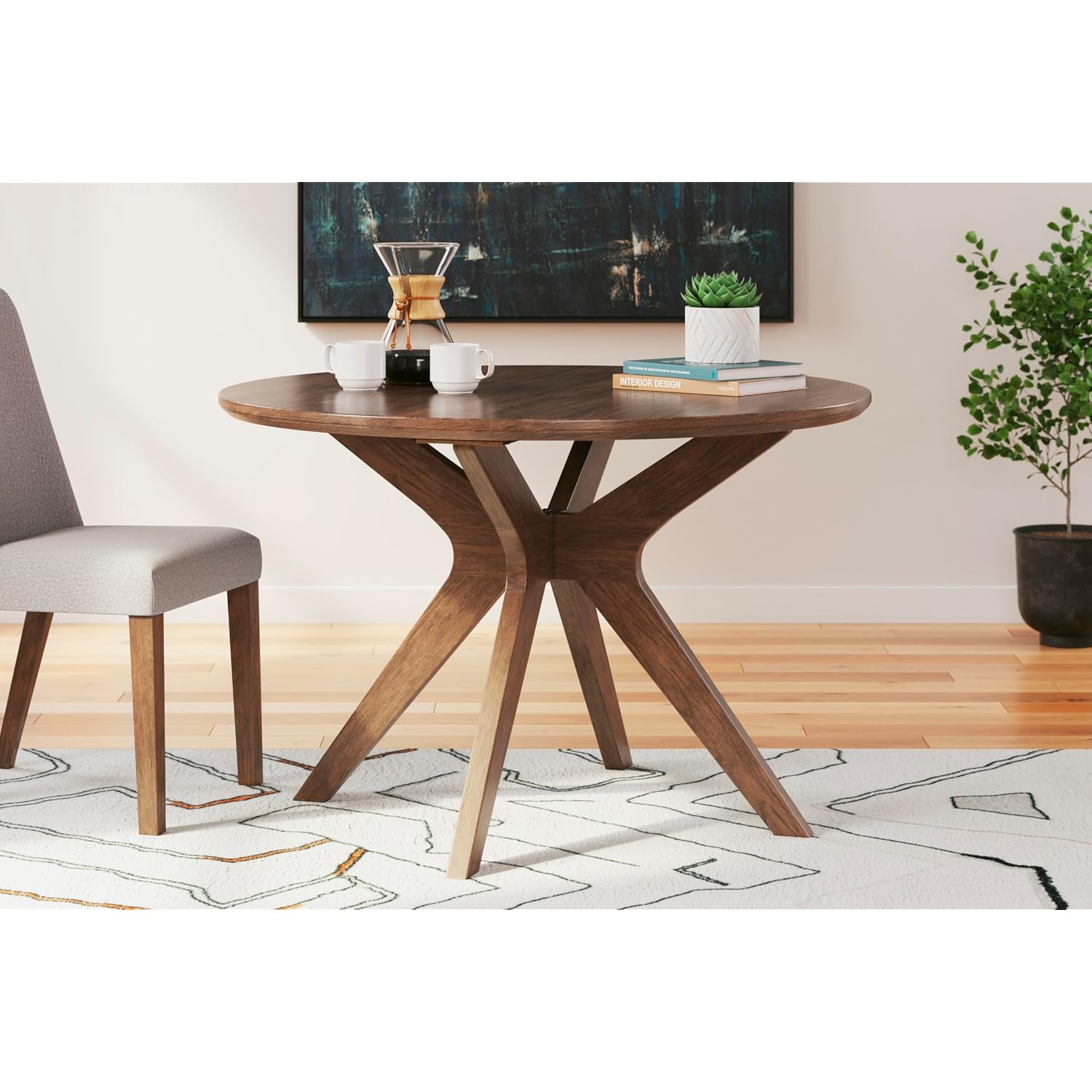 Signature Design By Ashley Lyncott Traditional Round Dining Room Table, Seats Up To 4, Brown, 45" W X 29.75" H