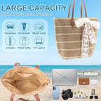 Straw Beach Tote Bag For Women - 2026 Large Handwoven Summer Vacation Purse Zipper For Travel Shopping Essentials