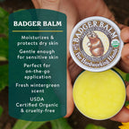 Badger Healing Balm, Hard Working Hands Cream, Organic Hand Cream for Dry Cracked Hands, Long Lasting Hand Moisturizer/Dry Hands Treatment, 2 oz Tin