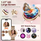 Smart Watches for Women, HD Screen Fitness Tracker 5ATM Waterproof with Bluetooth Make/Answer Calls, Activity Trackers with Heart Rate/Sleep/Female/SpO2 Monitor, Smartwatch for iPhone/Android(2 bands)
