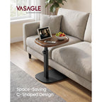 Vasagle C Side Table Adjustable Height, Couch Sofa Table, End Table, Tv Tray For Small Spaces, 11.8 X 15.7 X 27.2 Inches, For Living Room, Bedroom, Walnut Brown And Ink Black Ulet363M101