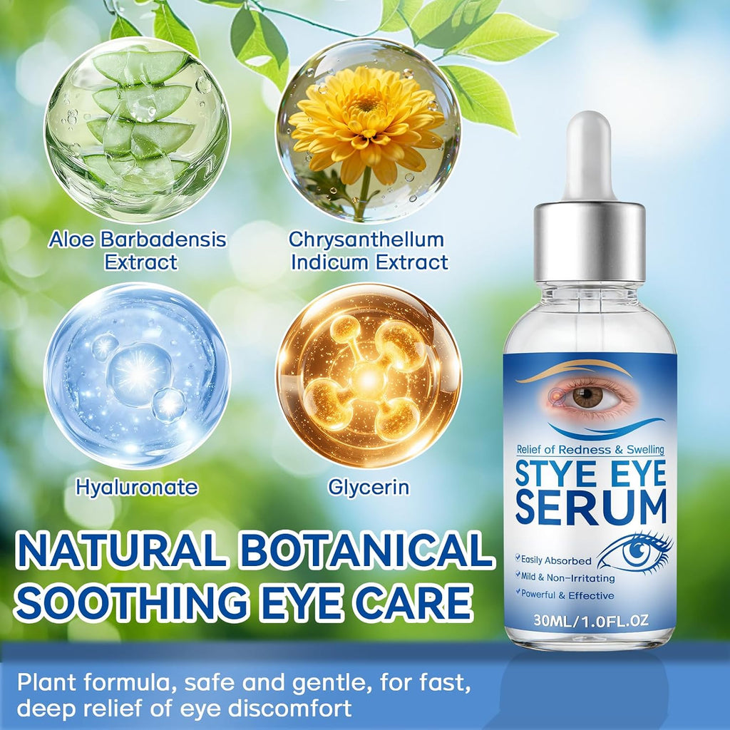 Stye Eye Treatment, 30Ml Natural Eye Serum, Eye Stye Relief Serum For Eye Styes, Blepharitis, Chalazions And Dry Eyes Treatment, Daily Area Cleansing, Relieves Dryness And Restores Healthier Skin