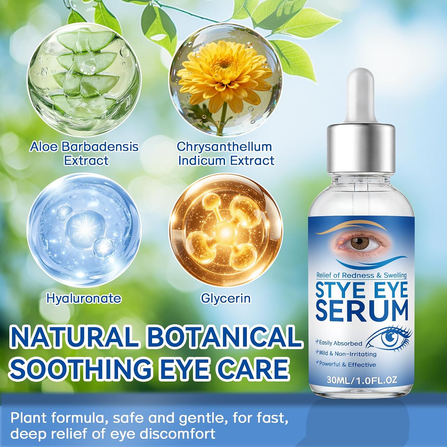 Stye Eye Treatment, 30Ml Natural Eye Serum, Eye Stye Relief Serum For Eye Styes, Blepharitis, Chalazions And Dry Eyes Treatment, Daily Area Cleansing, Relieves Dryness And Restores Healthier Skin