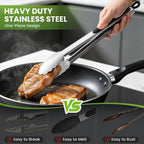 Grill Tongs, 17 Inch Extra Long Stainless Steel Bbq Tongs (17", 1Pc) | For Cooking/Serving/Grilling | Heat-Resistant | Dishwasher Safe