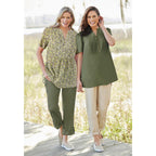 Plus Size Convertible 2-in-1 Cargo Pant & Capri Elastic Waist