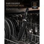 Knife Set, 15 Piece Kitchen Knife Set With Block And Built In Sharpener, German Stainless Steel Dishwasher Safe Knife Block Set, Black Kitchen Knives Set For Home Cooking