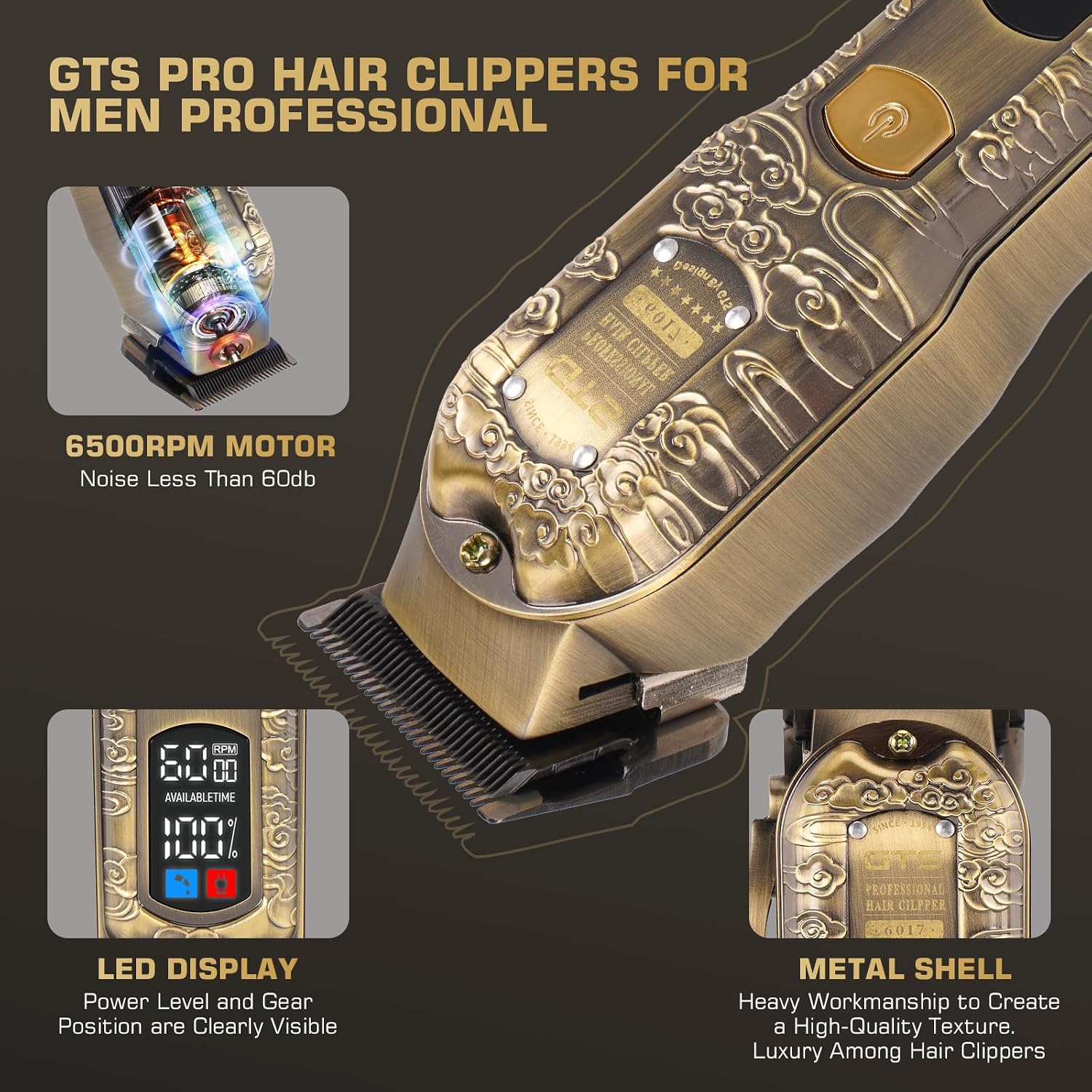 Gtsproprofessional Hair Clippers For Men – Cordless Barber Clippers With Lcd Display, Precision Trimmer & Travel Case – Gifts For Men Husband Father