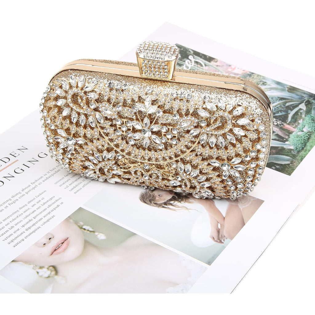 Womens Sparkly Rhinestone Crystal Clutch Bag Glitter Sequin Bridal Purse Evening Handbag For Wedding Party Prom