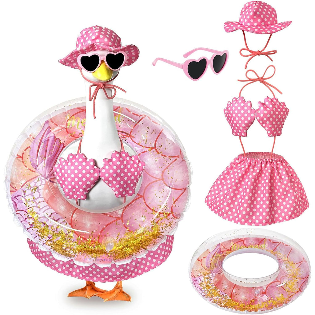Hawaiian Porch Goose Outfits, 23 Inch Bikini Porch Goose Summer Outfit, Goose Clothes For Cement Goose Outdoor Garden Yard Decor