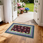 GarveeHome Brown 2x3 Area Rug, Vintage Floral Machine Washable Small Rug, Non Slip TPR Backing, Soft Entryway Mat for Kitchen Bathroom Bedroom Nursery