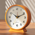 Ayrely® 4.5" Analog Alarm Clock,Small Retro Desk Clock Battery Operated,Silent Metal Table Clock With Light For Living Room Decor,Bedroom,Bedside,Shelf (Orange-Yellow)