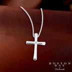 Boston Bay Diamonds Sterling Silver Diamond Accent Flared Cross Pendant with 18" Chain