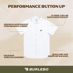 Burlebo Men’S Short Sleeve Performance Button Up – Lightweight, Quick-Dry, Comfortable Shirt For Outdoor & Everyday Wear