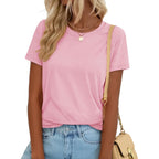 Yucolen T Shirts For Women Short Sleeve Crewneck Cotton Tops Summer Upf 50+ Casual Breathable Basic Tee Tshirt
