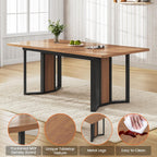 Itaar 5-Piece Dining Table Set For 4-6 People, 63" Extendable Kitchen Table And 4 Cushion Chairs, Dining Room Table With Mdf Board & Metal Frame For Small Space, Easy Clean, Brown
