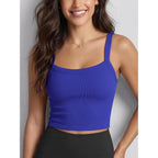 Ododos Women'S Seamless Crop Cami Wide Scoop Neck Ribbed Soft Open Racerback Cropped Tank