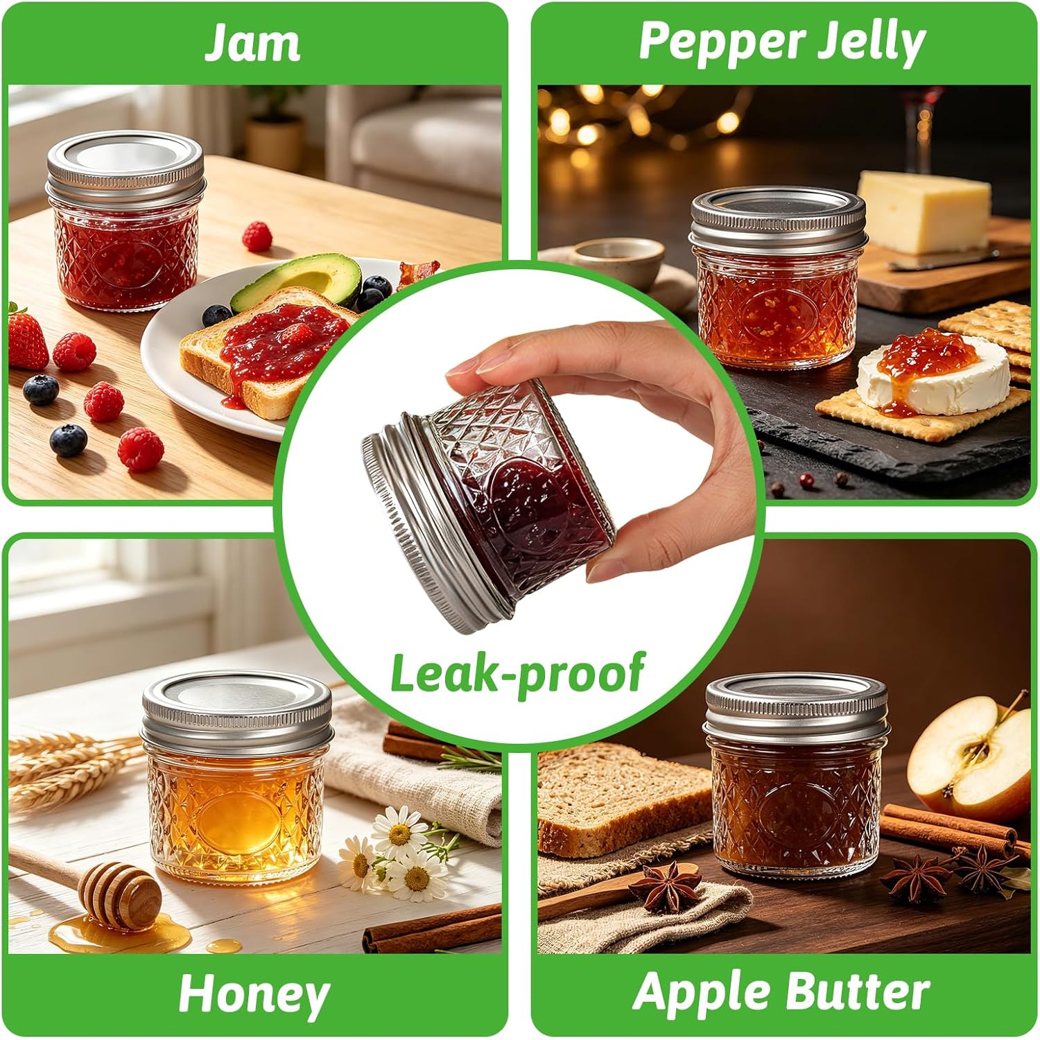 4 oz Glass Mason Jars with Airtight Silver Lids and Bands, 40-Pack with Stickers, Tags & Twines, Mini Canning Jars for Jams, Honey, Spices, Dried Snacks, DIY Crafts, Wedding Favors