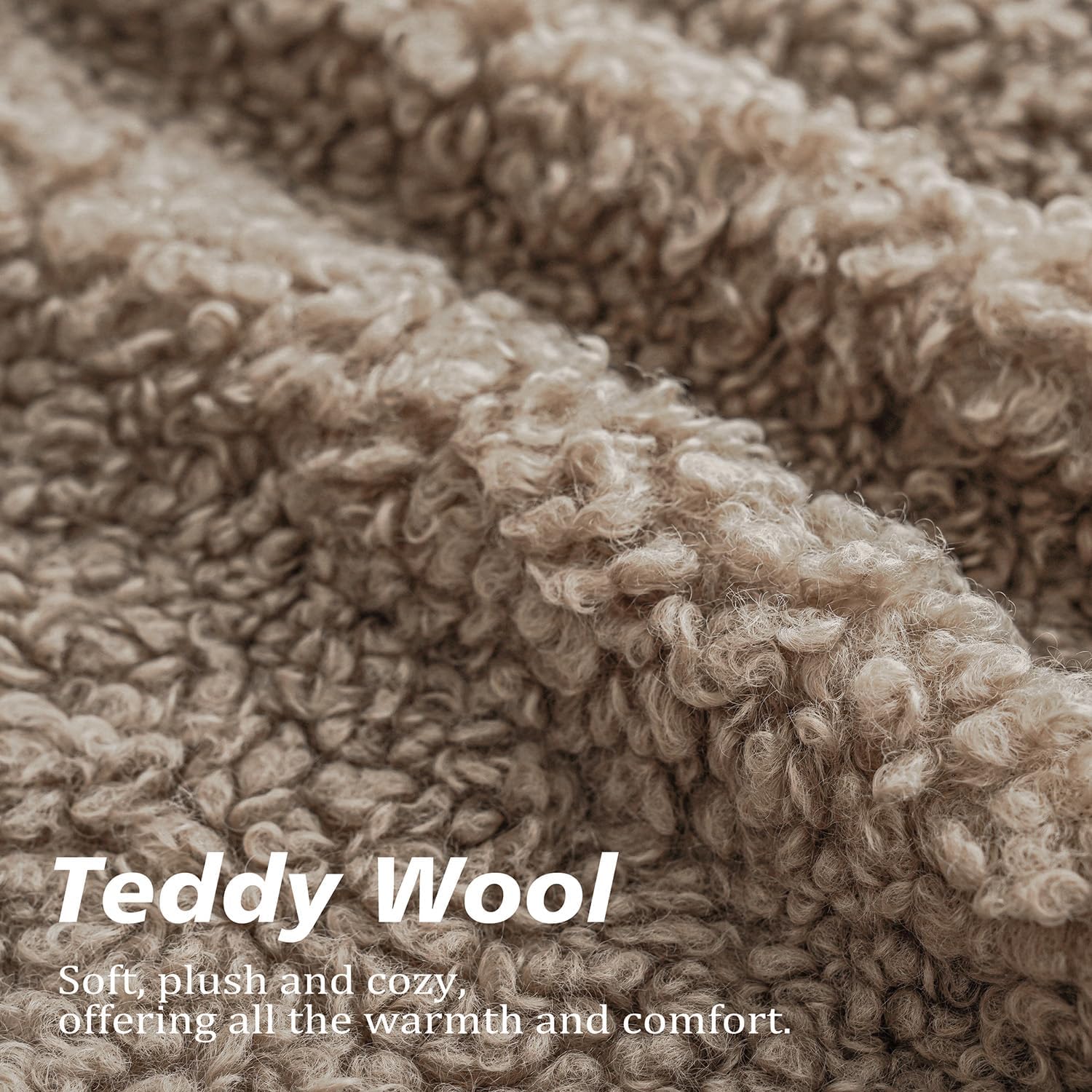 Foindtower Set Of 2 Curly Teddy Wool Pillow Covers Decorative Boucle Textured Lumbar Throw Pillow Faux Fur Pillowcases Sheepskin Cushion Case For Sofa Bedroom Car 12"X20" Khaki