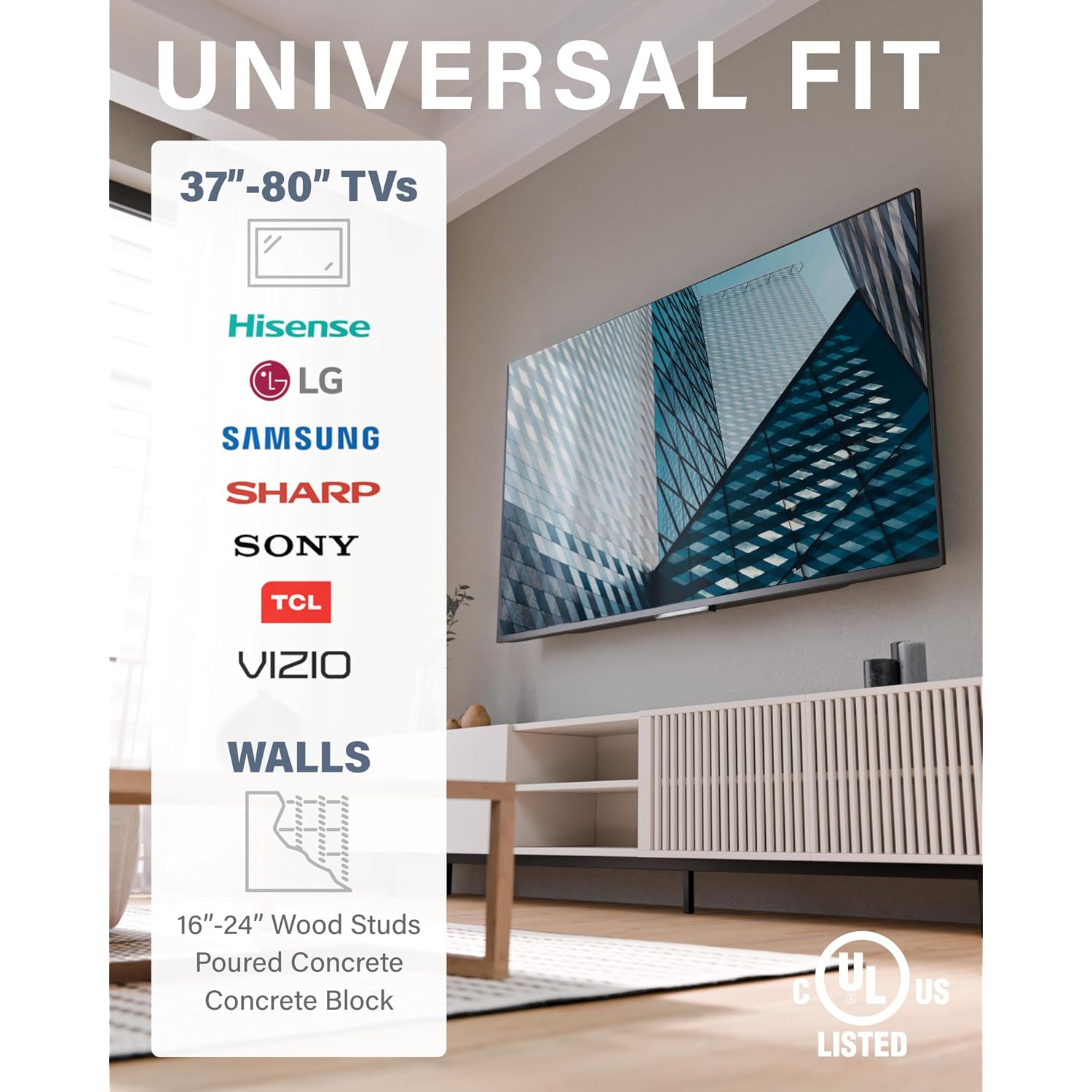 Sanus Tilting Tv Wall Mount Bracket For 37" To 80" Displays Up To 130Lbs- Universal Low Profile Design W/ 10 Degree Tilt - Premium Tv Mount Perfect For Oled & Qled