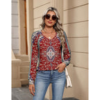 Zeagoo Womens Long Sleeve Tops V Neck Pleated Shirts Dressy Casual Blouses Fall Fashion Tunic Clothes 2026 T-Shirts