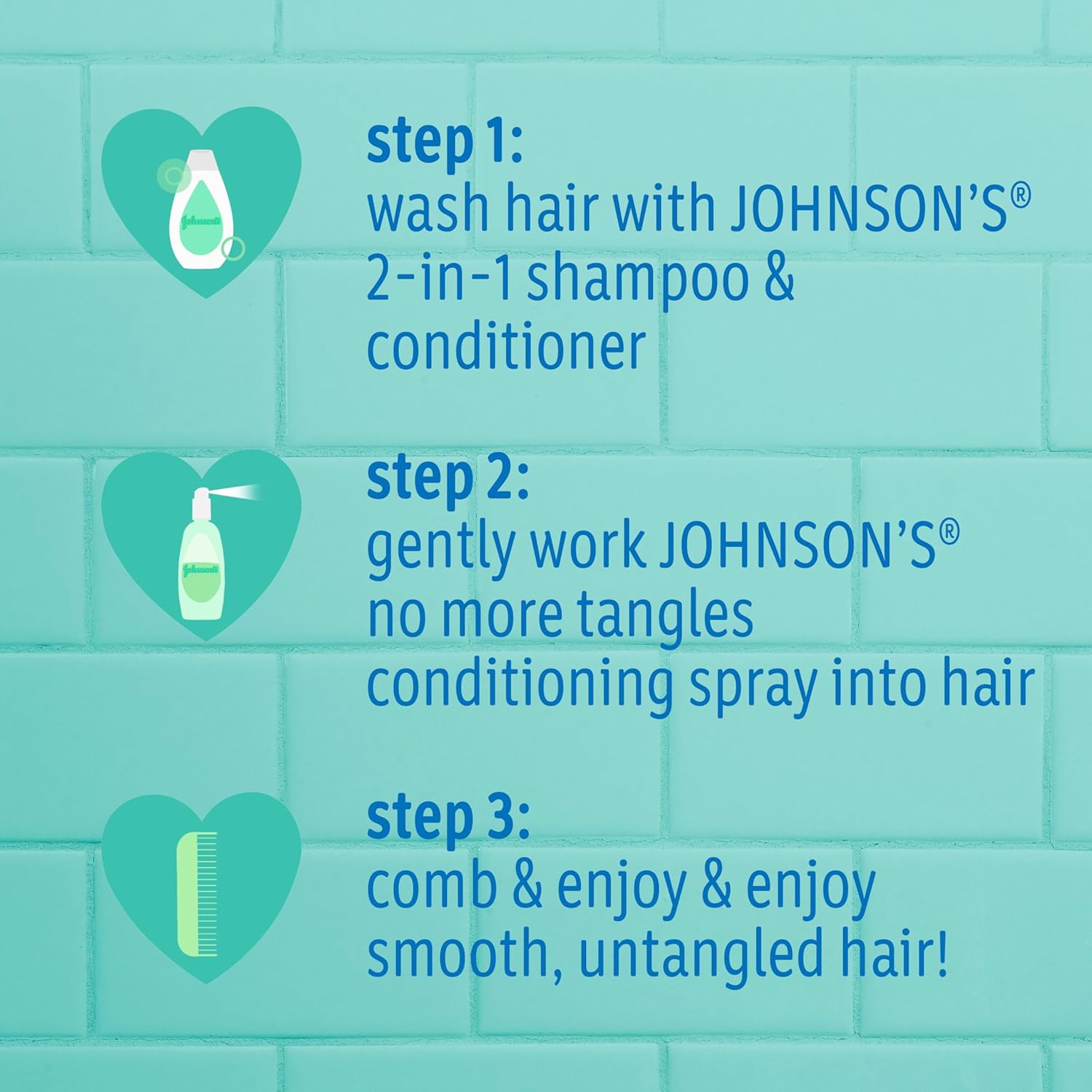 Johnson's Kids No More Tangles 2-in-1 Detangling Shampoo & Conditioner for Kids & Toddlers, Gentle & No More Tears, Hypoallergenic & Free of Parabens, Sulfates & Dyes 20.3 fl. oz