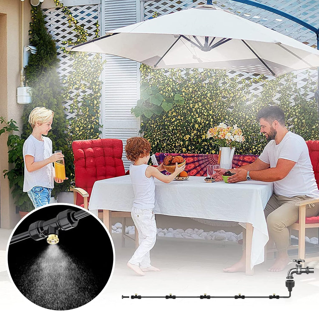 100Ft|30M Misting Systems, Outdoor Water Misting Cooling System, For Backyard Mist Kit For Garden Greenhouse Fan Deck Umbrella Canopy Pool Porch Trampoline Sprinkler Park Bbq Party
