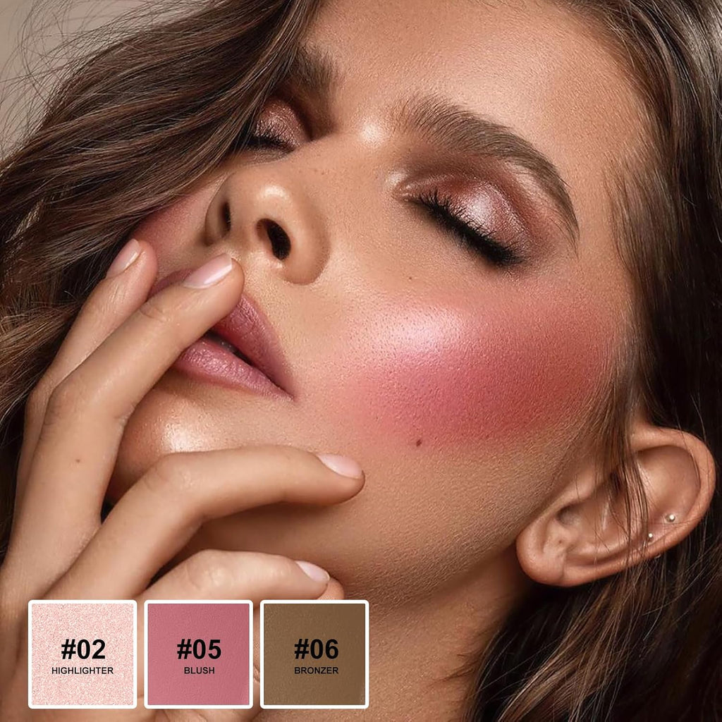 Lezero 3Pcs Contour Stick Makeup Kit, Shades With Highlighter, Blush And Bronzer Stick For Sculpt The Face And All Skin Type, Long Lasting, Smooth, Dewy & Matte Finish, Light Medium