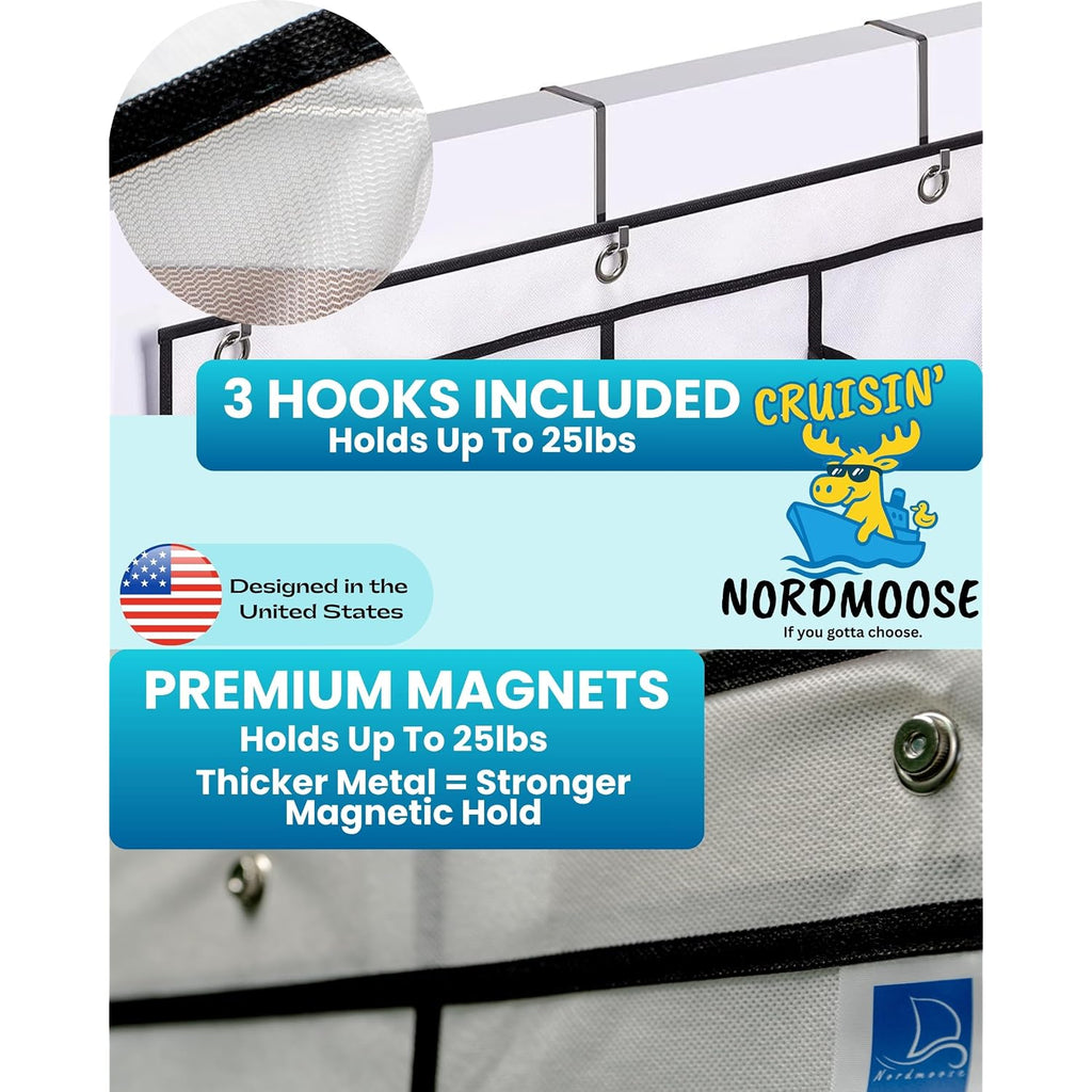Magnetic Cruise Organizer | 15 Large Durable Pockets, Shoe Over The Door Organizer For Cruise, 3-Strong Anti-Scratch Magnets, Cruise Essentials 2026